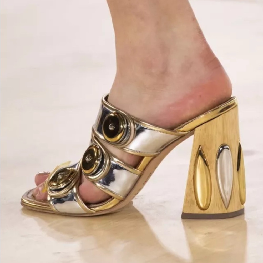 Tory Burch Madison Embellished Two-tone Mirrored-leather Mules